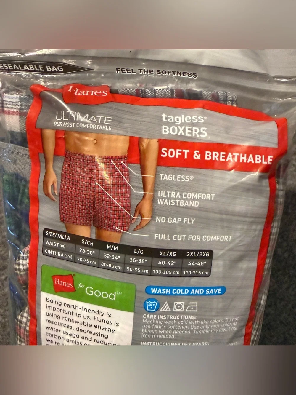 Hanes 5 Pack Tagless Boxers Mens M 32-34 Soft Comfort Plaid Red Green Colorful